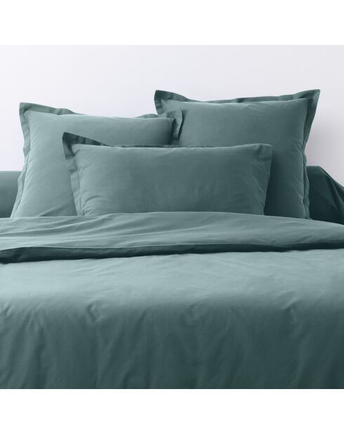 2 Taies d'oreiller 100% Coton unies bleu canard