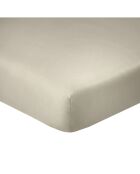 Drap Housse en coton bonnet 35 cm uni latte