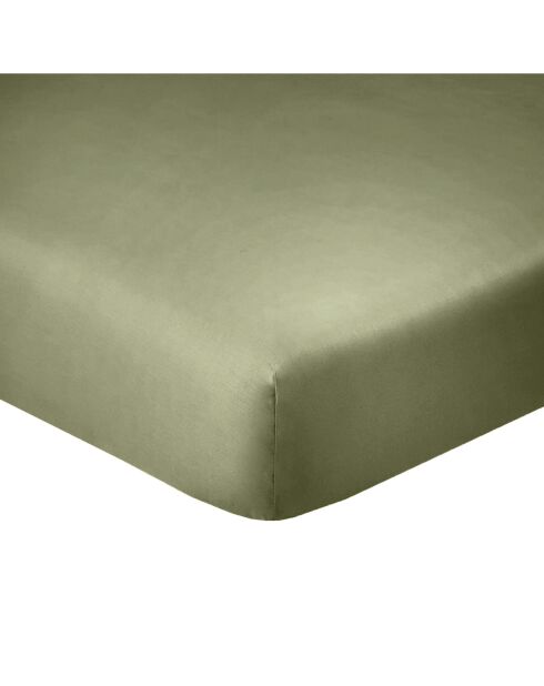 Drap Housse en coton bonnet 35 cm uni verveine