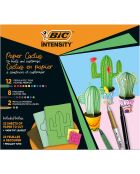 Kit avec 12 feutres de coloriage + 8 Feutres fins + 2 Marqueurs permanents métalliques et 22 feuilles avec découpes imprimées