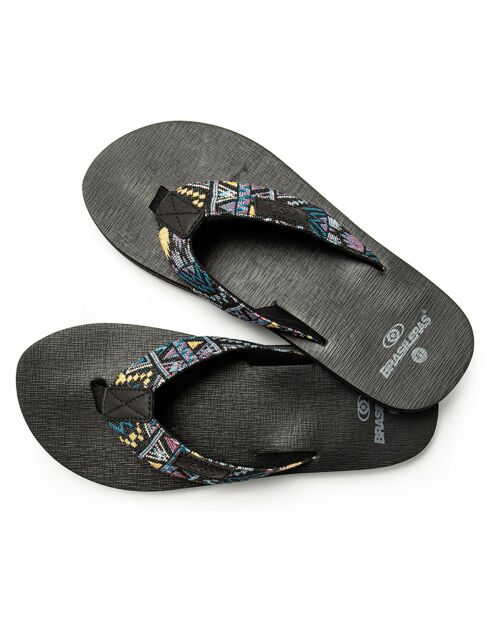 Tongs Azteca noir/motif aztèque