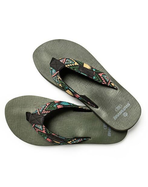 Tongs Azteca kaki/motif aztèque