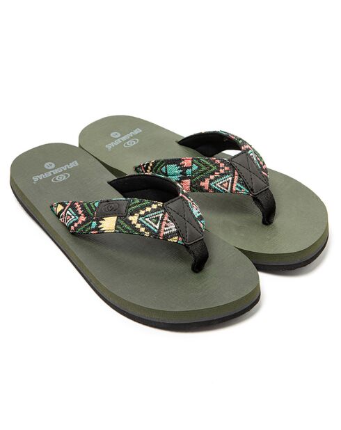 Tongs Azteca kaki/motif aztèque