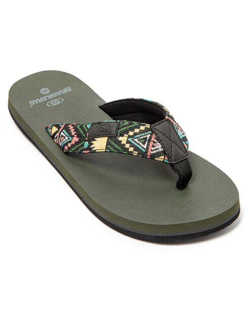 Tongs Azteca kaki/motif aztèque