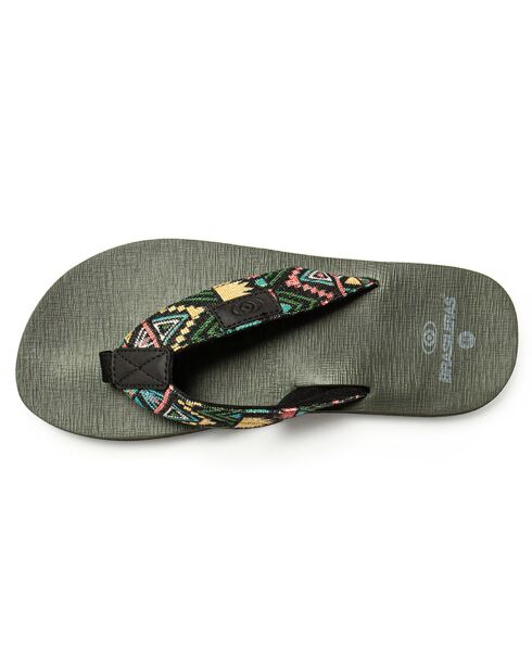 Tongs Azteca kaki/motif aztèque