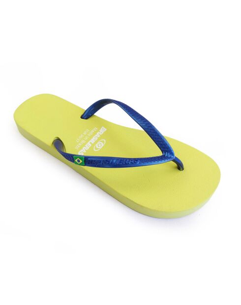 Classic Combi Pearl W geel-blauwe teenslippers