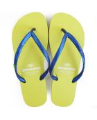 Classic Combi Pearl W geel-blauwe teenslippers