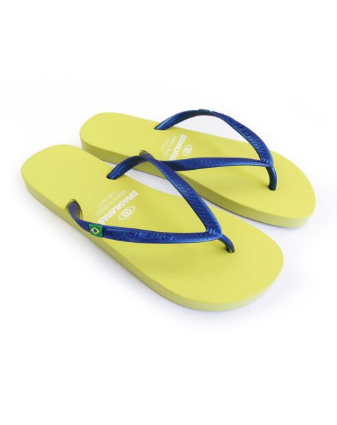 Classic Combi Pearl W geel-blauwe teenslippers