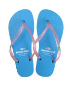 Klassieke Combi Pearl W blauw/roze teenslippers