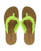 Bruin/groene gehaakte teenslippers