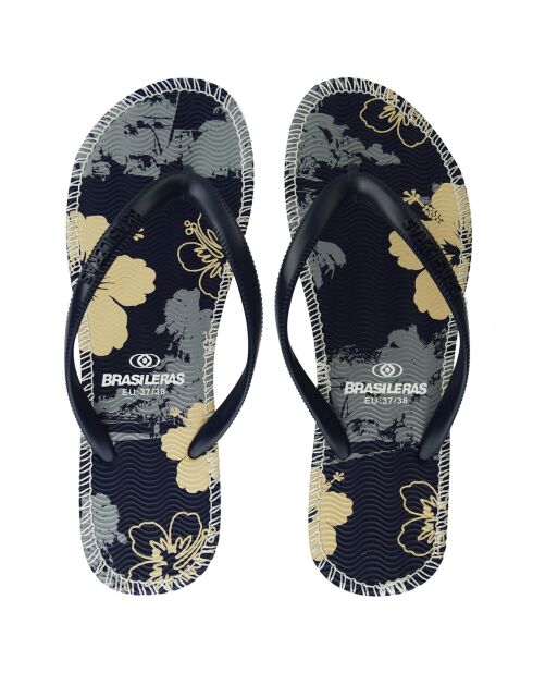 Flip-Flops von Flor in Schwarz/Grau/Beige