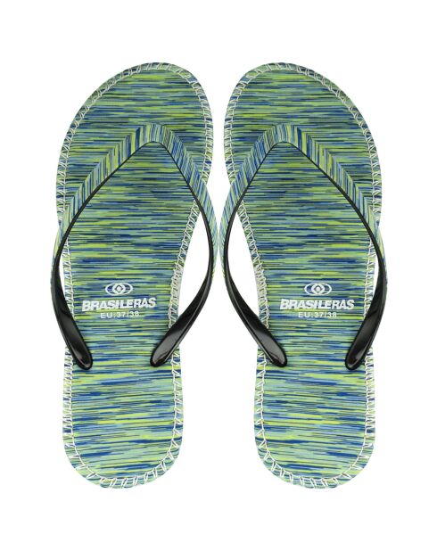 Blauw/groene gemarmerde teenslippers