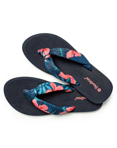Chanclas Hibiscus Nudo azul marino/rosa