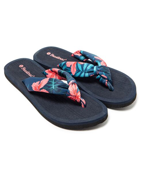 Chanclas Hibiscus Nudo azul marino/rosa