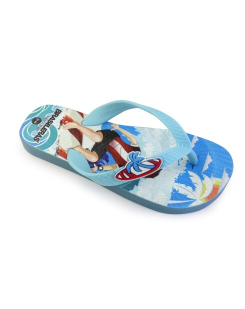 Bedrukte 20 Surfers New lichtblauw/rode teenslippers