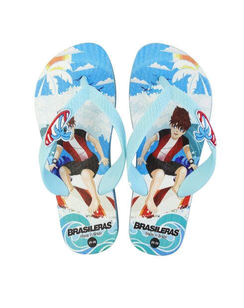 Bedrukte 20 Surfers New lichtblauw/rode teenslippers