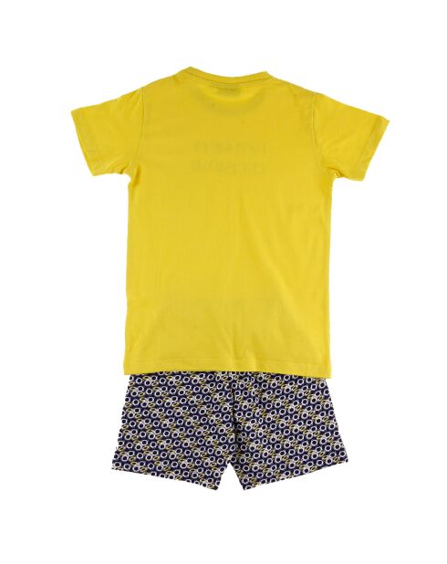 Pyjama imprimé jaune/bleu marine