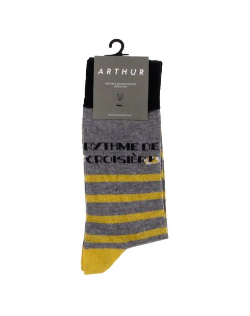 Chaussettes imprimées gris/noir/jaune