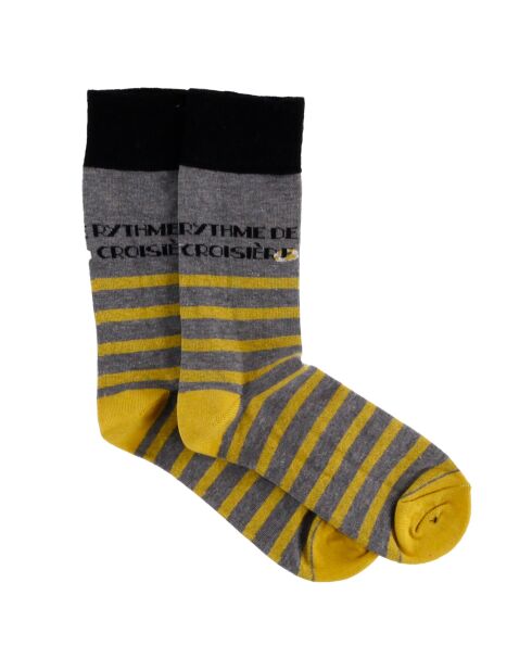 Chaussettes imprimées gris/noir/jaune