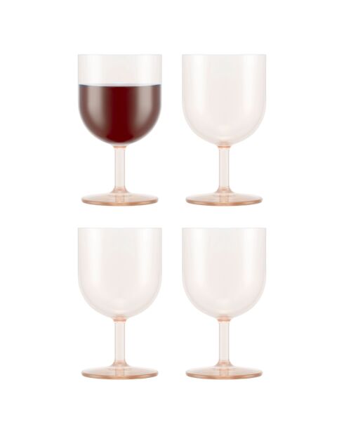 4 Verres à vin rouge Oktett rose/transparent - 0.25L