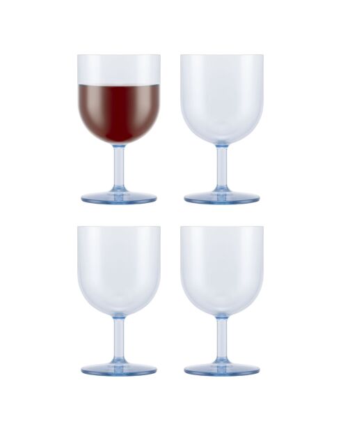 4 Verres à vin rouge Oktett bleu/transparent  - 0.25L