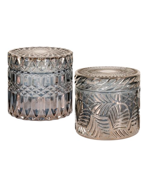2 Pots en verre fumé - 9x9x8.5 cm