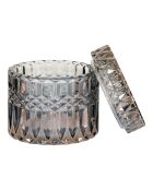 2 glazen potten van gerookt glas - 9x9x8,5 cm