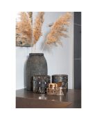 2 glazen potten van gerookt glas - 9x9x8,5 cm