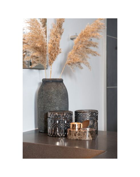 2 glazen potten van gerookt glas - 9x9x8,5 cm