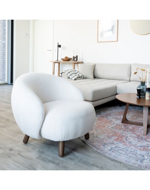 Fauteuil bouclette Savona blanc - 80x76x68 cm
