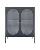 Vitrine noire avec porte en verre ondulé Adelaide noire - 35x90x110 cm