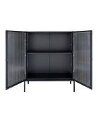 Vitrine noire avec porte en verre ondulé Adelaide noire - 35x90x110 cm