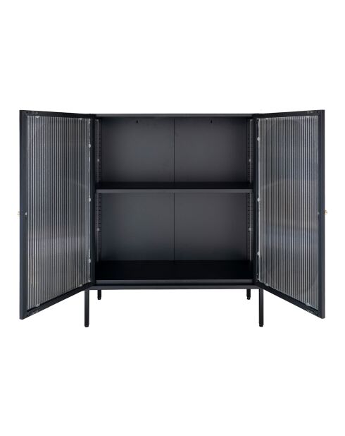 Vitrine noire avec porte en verre ondulé Adelaide noire - 35x90x110 cm