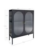 Vitrine noire avec porte en verre ondulé Adelaide noire - 35x90x110 cm