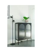 Vitrine noire avec porte en verre ondulé Adelaide noire - 35x90x110 cm