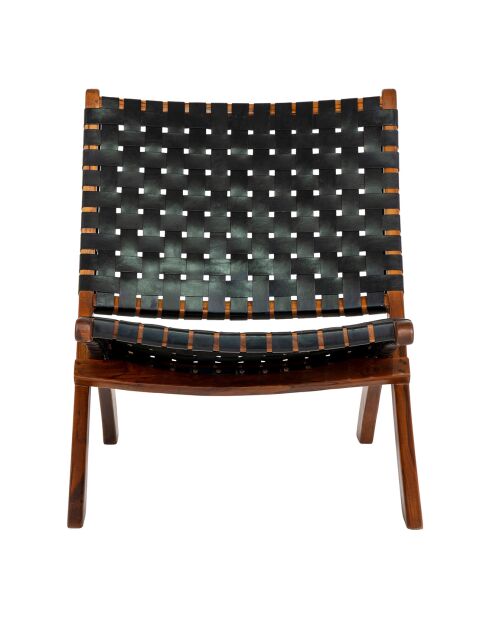 Fauteuil pliant en cuir Perugia noir - 74x66x73 cm