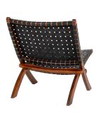 Fauteuil pliant en cuir Perugia noir - 74x66x73 cm