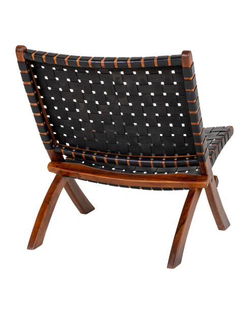 Fauteuil pliant en cuir Perugia noir - 74x66x73 cm