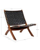Fauteuil pliant en cuir Perugia noir - 74x66x73 cm