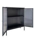 Vitrine noire avec porte en verre ondulé Adelaide noire - 35x90x110 cm