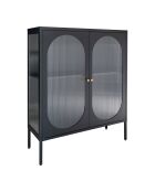Vitrine noire avec porte en verre ondulé Adelaide noire - 35x90x110 cm