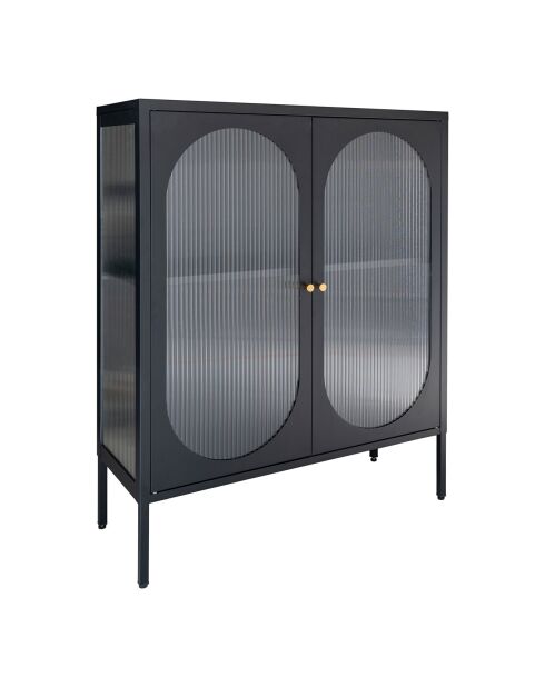 Vitrine noire avec porte en verre ondulé Adelaide noire - 35x90x110 cm