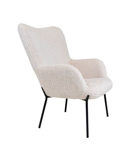 Fauteuil bouclette Glasgow blanc - 79x70x98 cm