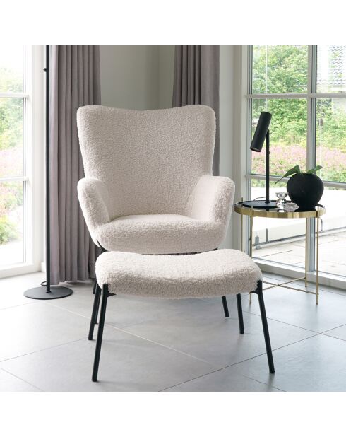 Fauteuil bouclette Glasgow blanc - 79x70x98 cm