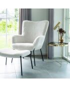 Fauteuil bouclette Glasgow blanc - 79x70x98 cm