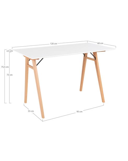 Vojens weißer Schreibtisch - 60x120x75 cm