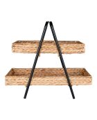 Bandeja Alfaro con jacinto de agua y metal negro/natural - 23x42x43,5 cm