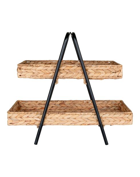 Bandeja Alfaro con jacinto de agua y metal negro/natural - 23x42x43,5 cm