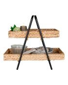 Bandeja Alfaro con jacinto de agua y metal negro/natural - 23x42x43,5 cm