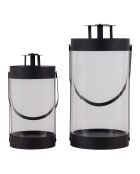 2 schwarze Bondi-Laternen aus Stahl und Glas